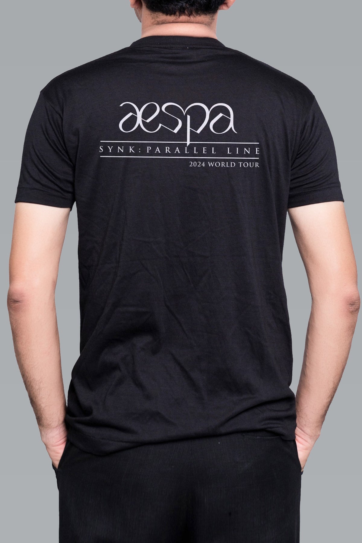 AESPA Black Shirt Model Back