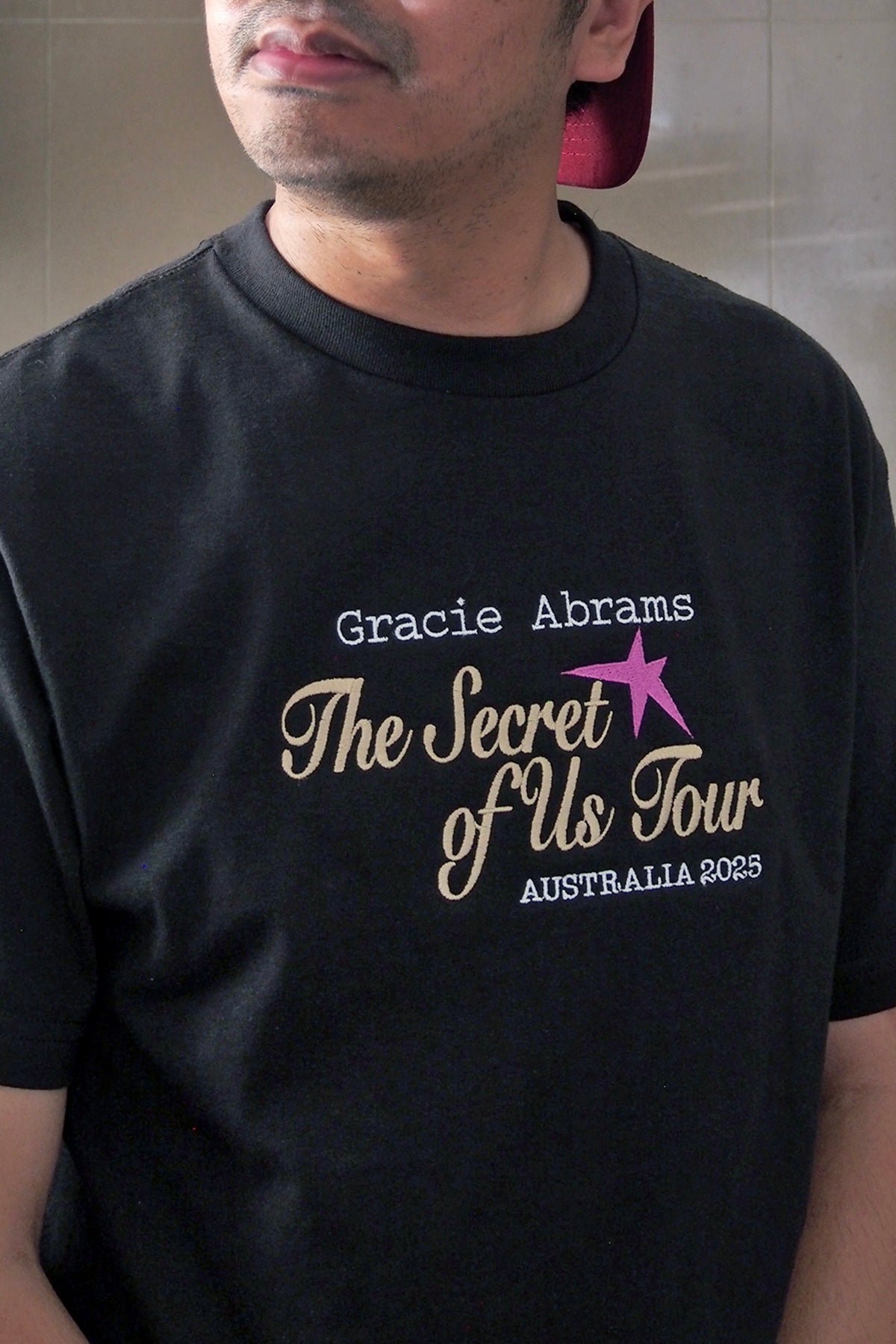 Gracie Abrams The Secret of Us Tour Embroidered Shirt | Black Tee