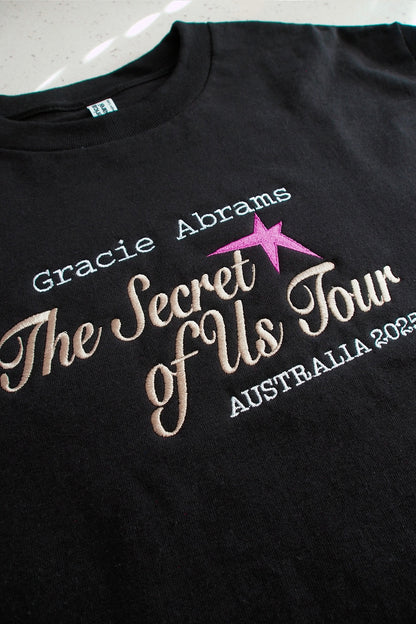Gracie Abrams The Secret of Us Tour Embroidered Shirt | Black Tee